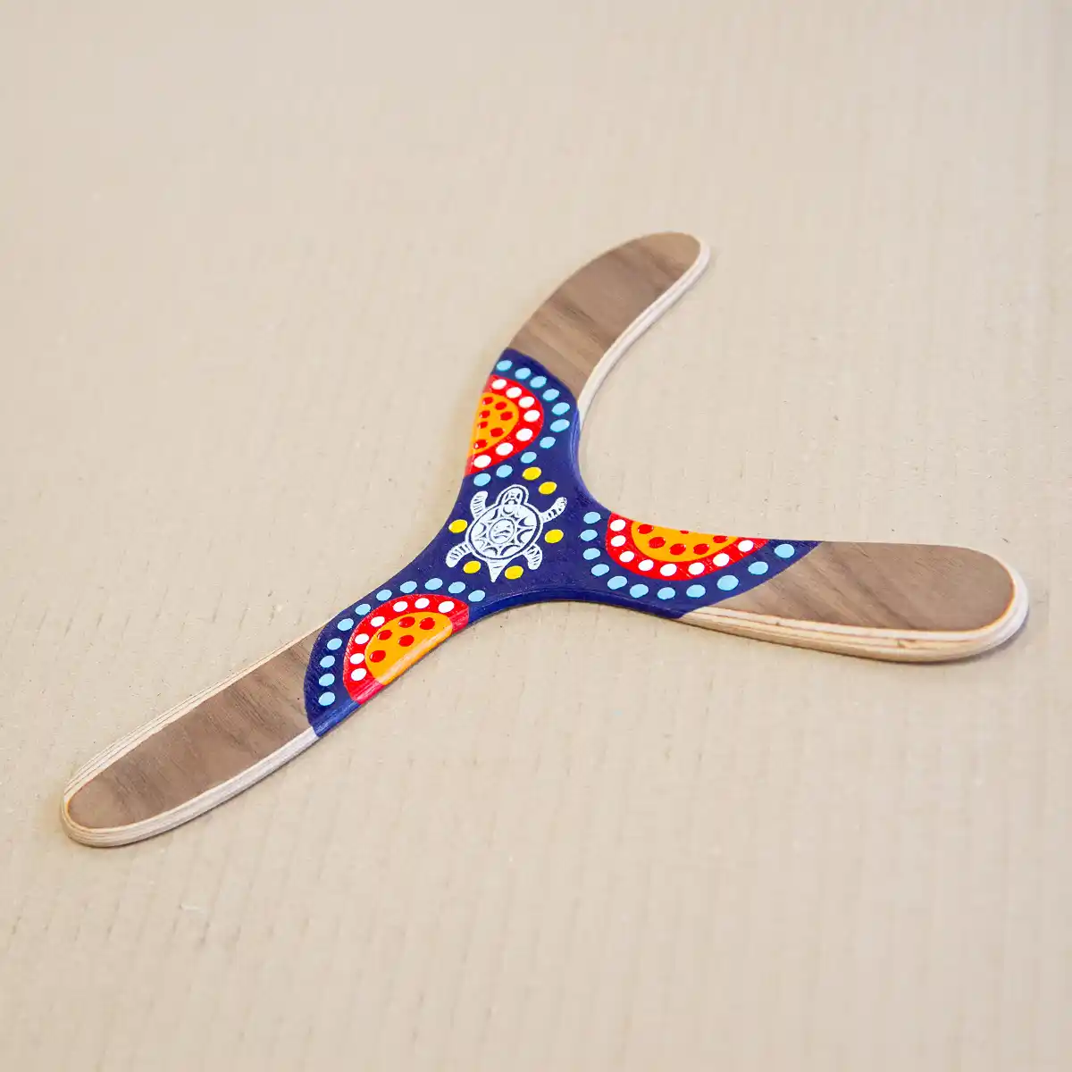 Boomerang en bois peint à la main, motif tortue, jeu d'adresse en bois Jorelle
