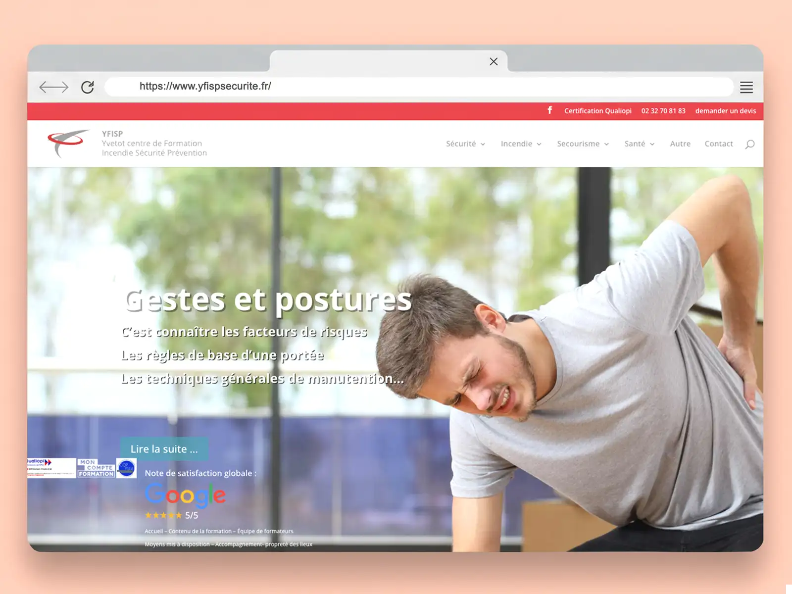 Création du site WordPress de YFISP Formation, centre de formation sécurité incendie à Yvetot en Seine-Maritime